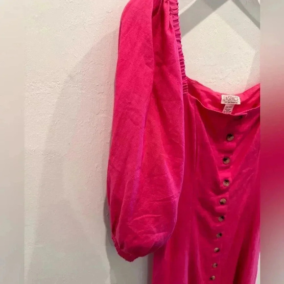 L* Space‎ Marina Cover Up Mini Dress In Bright Fuchsia Sz L - Picture 4 of 6